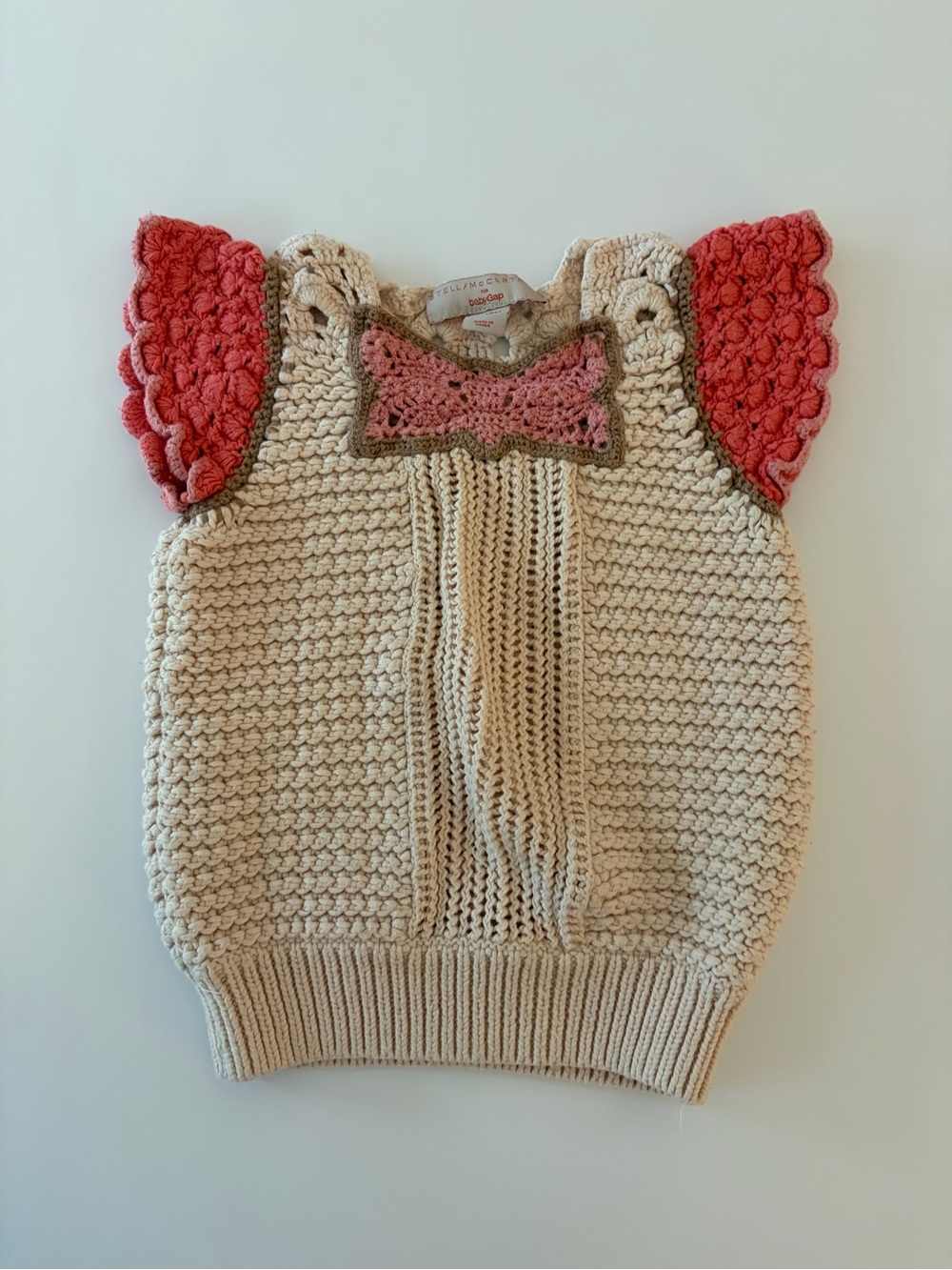 Stella McCartney x Gap Kids Pink And Cream Crochet Knit Top 2010 Collection 2T